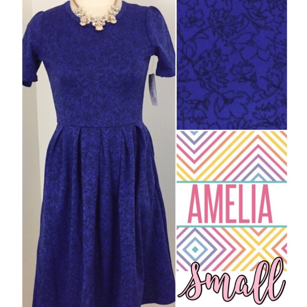 {LuLaRoe Amelia} Gorgeous Blue with Floral Design